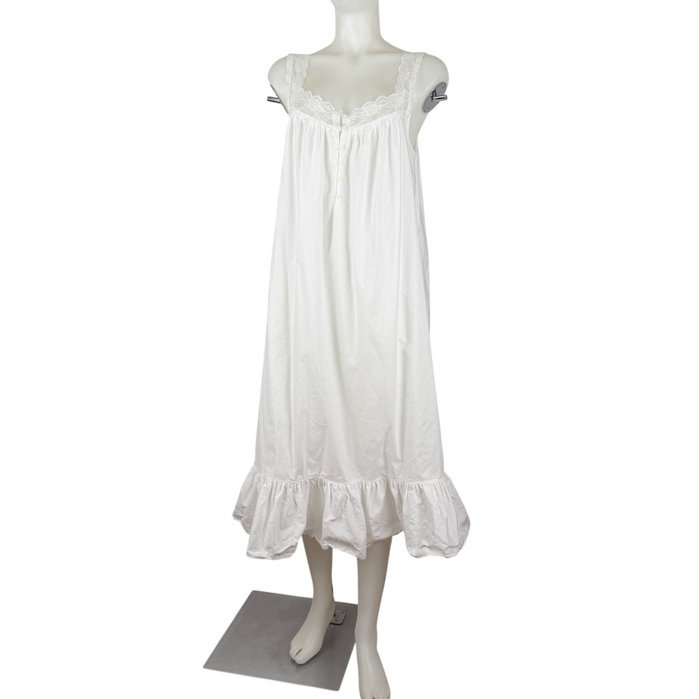Vintage Victorias Secret Gold Label White Cotton Lace Ruffle Nightgown Medium